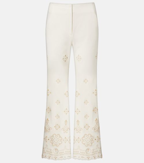 Komi eyelet cotton twill flared pants
