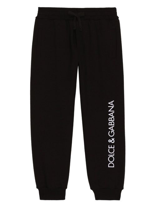 Logo-embroidered cotton track pants - Black