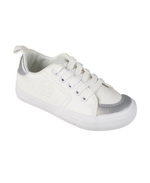 Little and Big Girls Glitter Court Sneaker - White