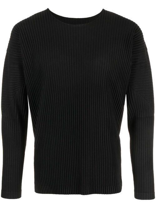 Plissé long-sleeve T-shirt - Black