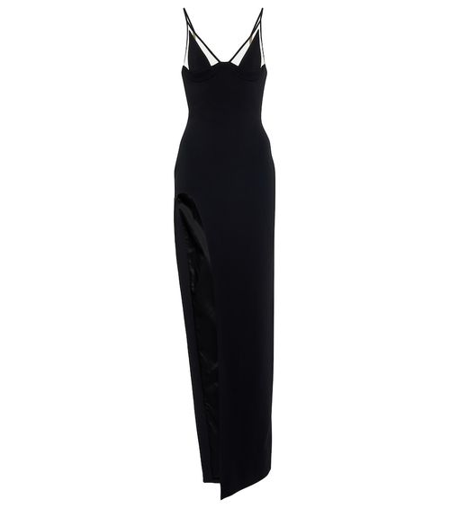 Mesh-paneled gown
