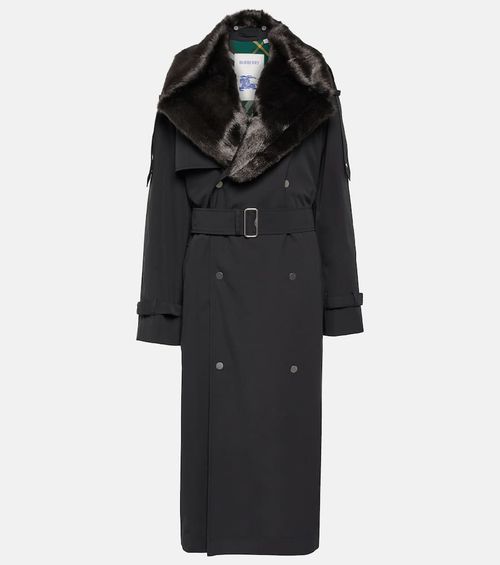 Kennington faux fur-trimmed trench coat