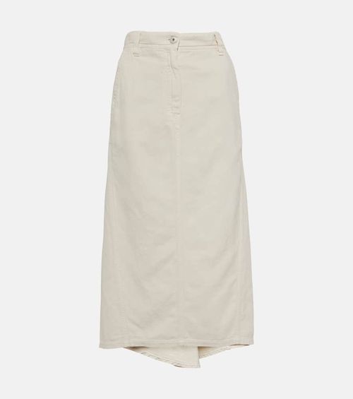 Cotton and linen midi skirt