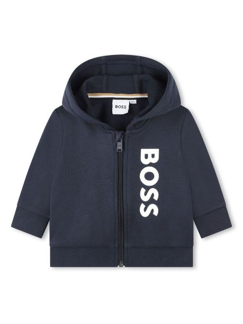 Logo-print cotton-blend hoodie - Blue