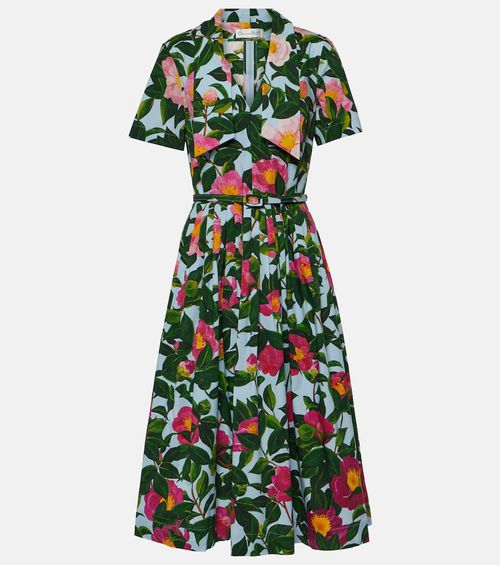 Floral cotton poplin midi dress