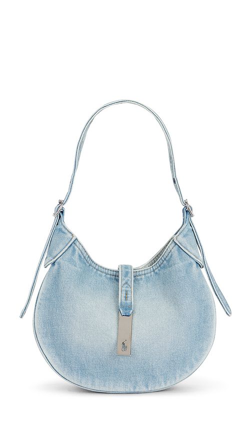 Polo Ralph Lauren Denim Shoulder Bag Small in Linda Wash. a