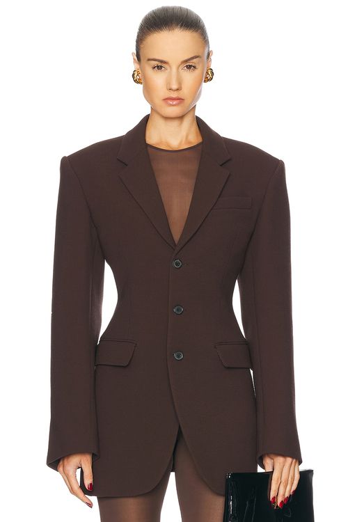 WARDROBE.NYC Longline Blazer in Dark Brown - Chocolate.  L also in