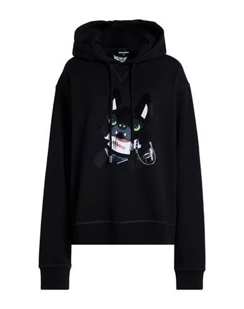 Woman Sweatshirt Black Size M Cotton, Elastane