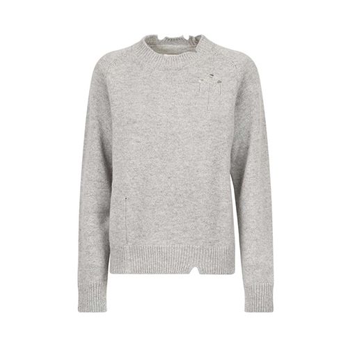 Distressed side-slit jumper - Grey