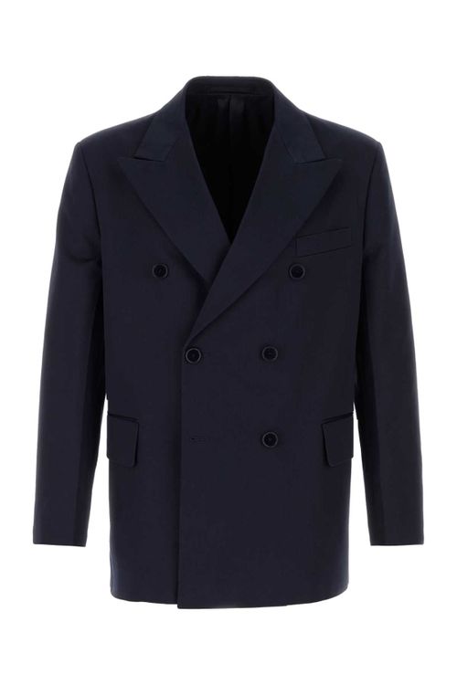 Double-Breasted Cotton Blazer — Navy