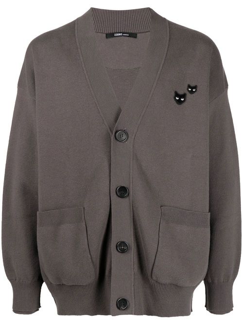 Twin Panther cotton-cashmere cardigan - Grey