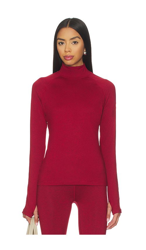 Varley Always Warm Mock Neck Baselayer Top in Burgundy. L. Also in M, S