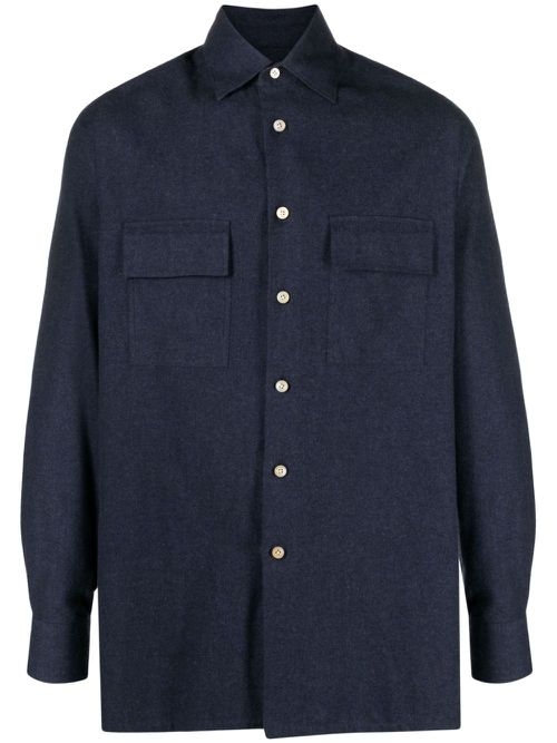 Felted-finish cotton shirt - Blue