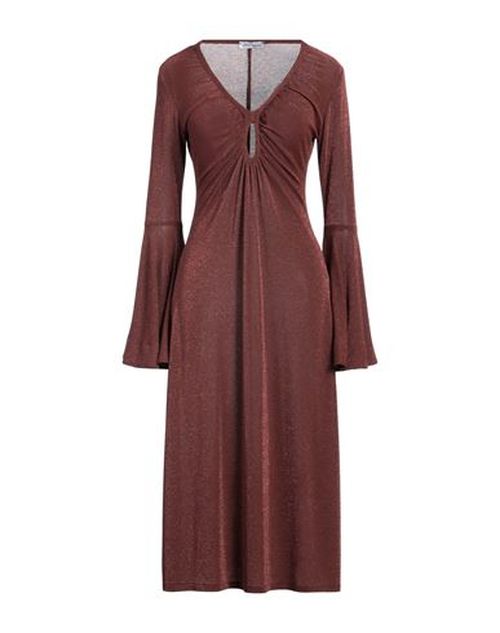 Woman Midi dress Brown Size M Viscose, Polyamide, Metallic Polyester, Elastane