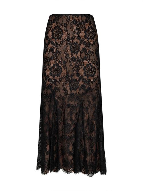 Lace Midi Skirt — Black