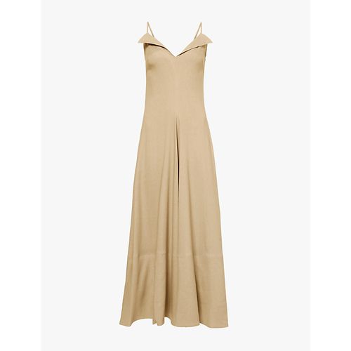 Womens Bronze Ruby Sleeveless Stretch-linen Blend Midi Dress