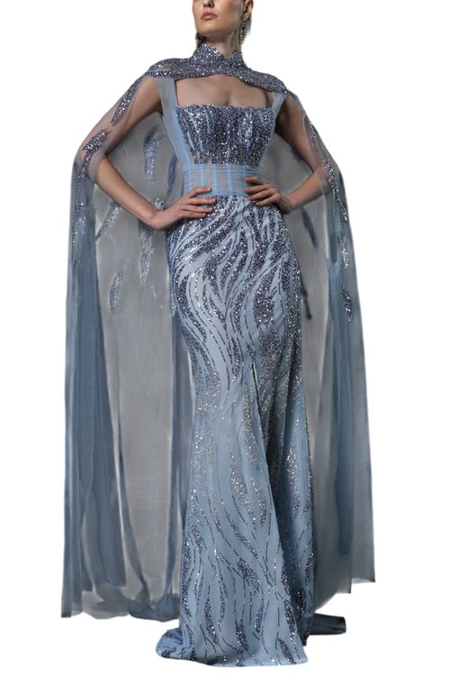 AZ COUTURE MIST CAPE GOWN