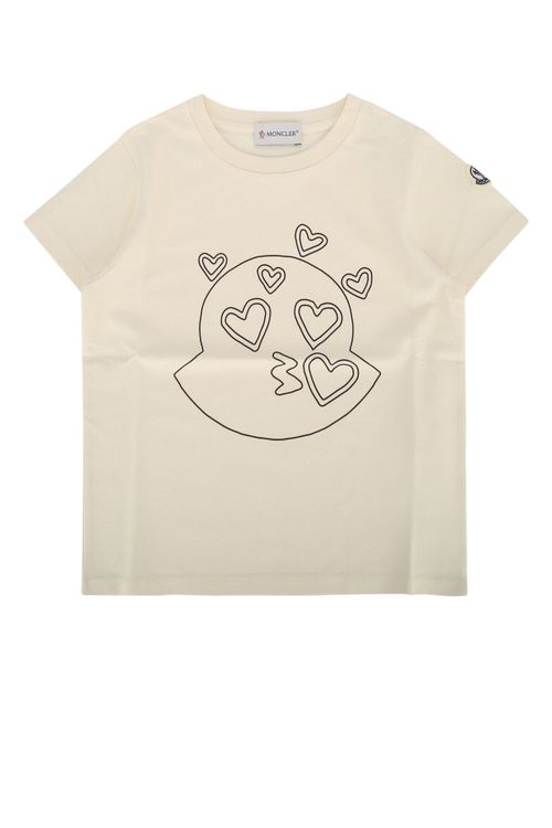 Heart-Embroidered T-Shirt — Beige