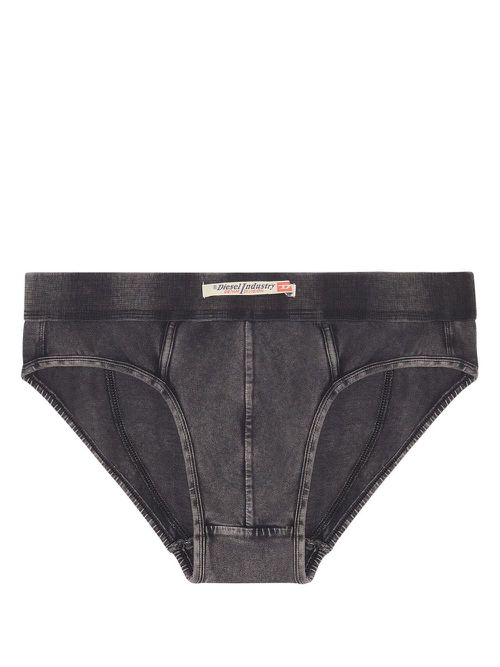 Denim-effect stretch-cotton briefs - Black