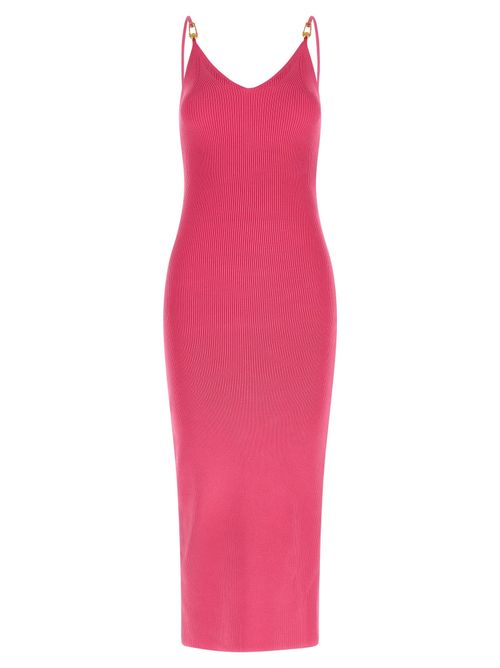 Stretch Ribbed Knit Dress — Pink