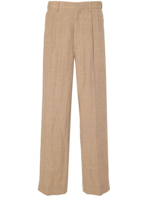 Pleat-detail trousers - Brown