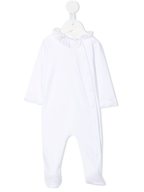 Ruffle-neck cotton pajama - White