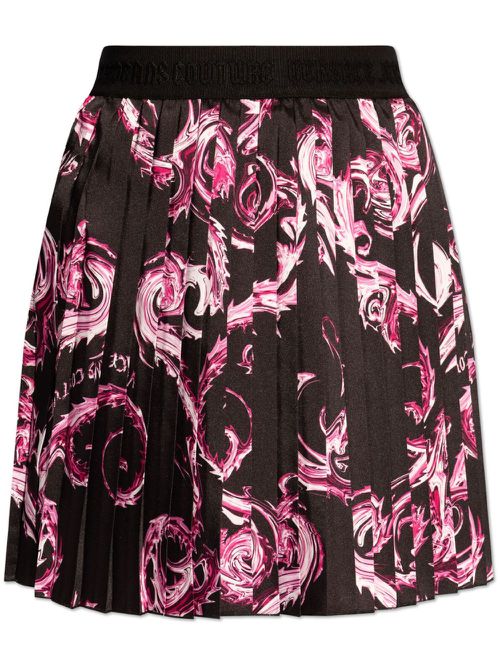 Abstract-pattern print mini skirt - Black