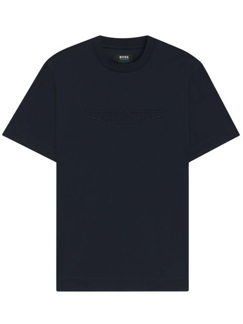 Dark Blue Solid Crew Neck T-Shirt