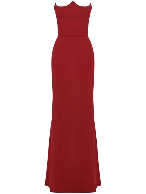 Peaked-bust strapless maxi dress - Red