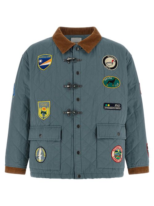 Farmstead Quilt Patch Jacket Blue Cotton Down Jacket, Parka, Casual - Men
