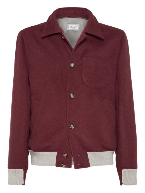 Button-up wool-blend jacket - Red