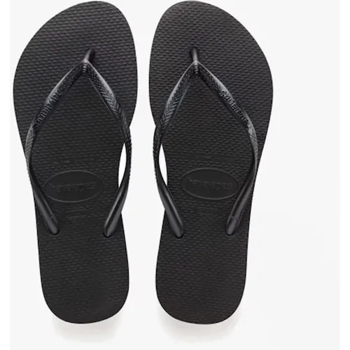 Women's Havaianas HAV SLIM Womens Flip Flops Black - Black/Black - Size: 3/3.5/4