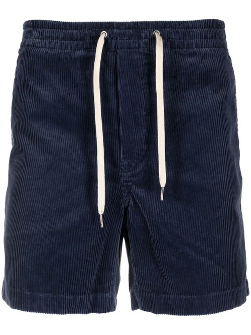 Corduroy drawstring-fastening shorts - Blue