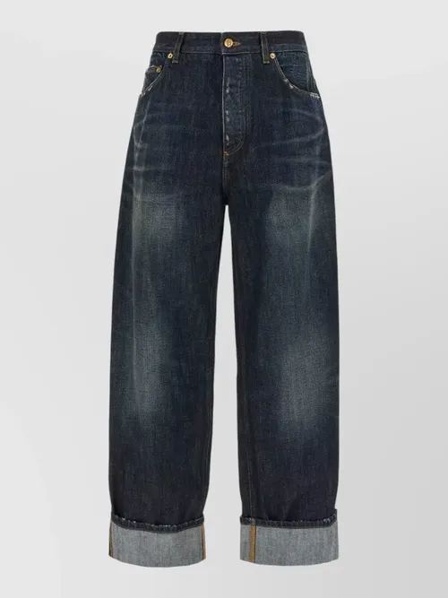 Dolce&Gabbana - denim jeans embroidered pocket rolled cuff