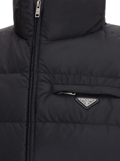 Re-Nylon Quilted Down Vest — Black