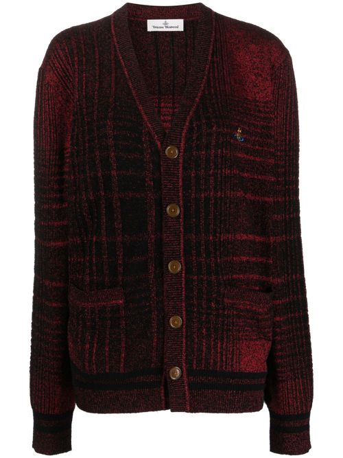 Orb-embroidered knitted cardigan - Black