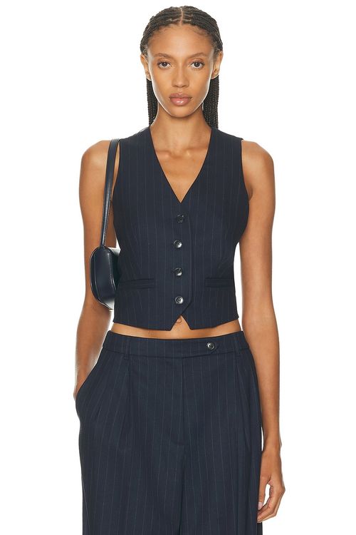 SANS FAFF Atlas Vest in Pinstripe - Navy. XS also in L
