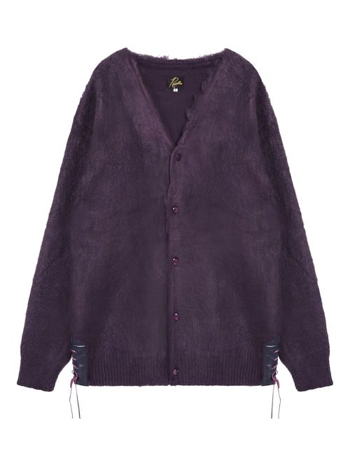 Lace-up detail cardigan - Purple