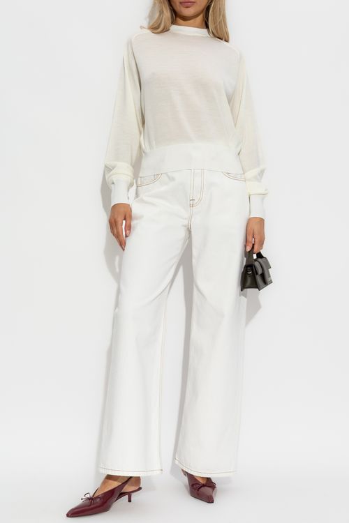 Sweater With Logo, Women's, Cream