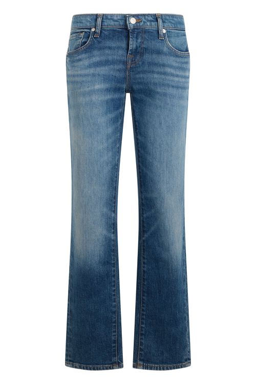 Straight Leg Mid-Rise Jeans in Stretch Denim Cotton