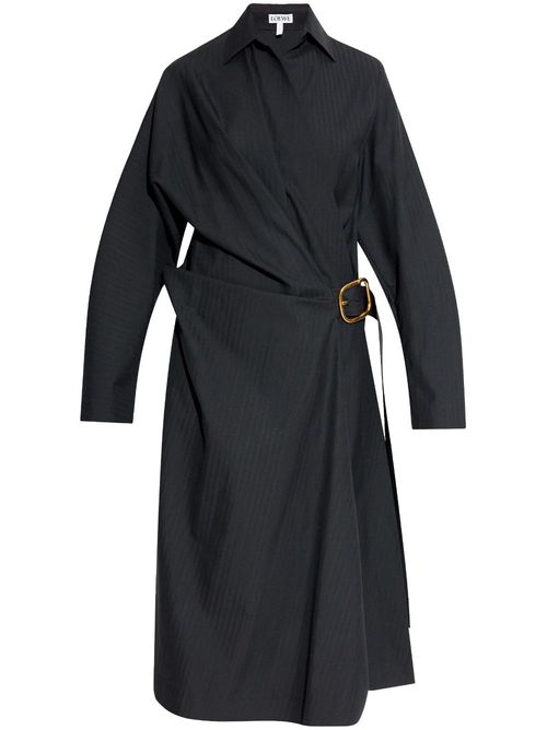Belted wool dress - Black
