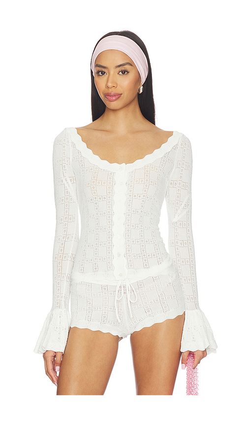 For Love & Lemons Bayberry Pointelle Top in White. XS. Also in L, M