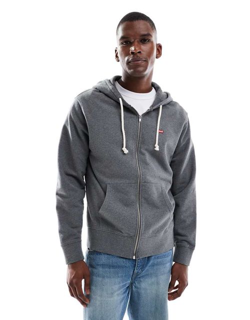 Original batwing logo full zip hoodie in charcoal marl-Grey