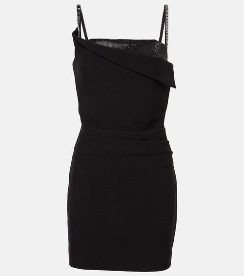 Crystal-embellished crêpe minidress