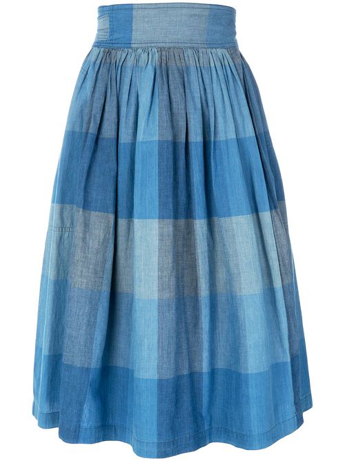 Check wrap skirt - Blue