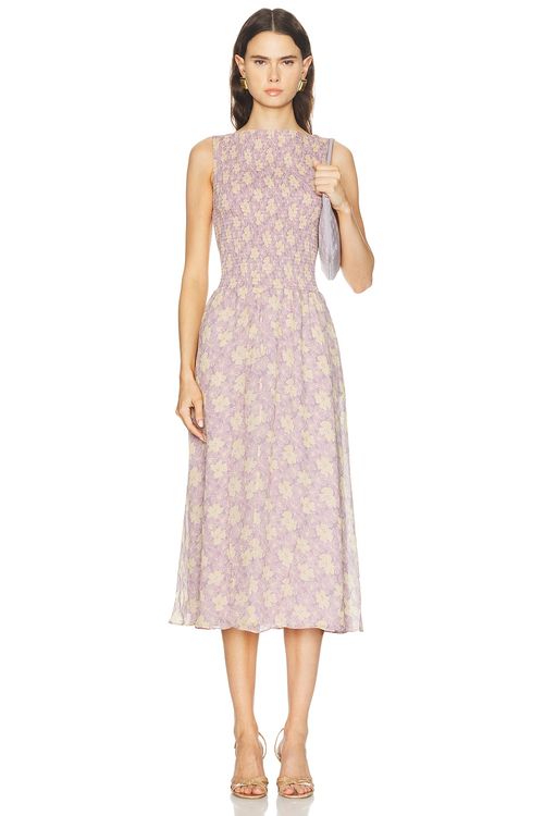 Polo Ralph Lauren Sleeveless Midi Dress in 2008 Soft Bloom Purple & Yellow - Lavender. L also in XS