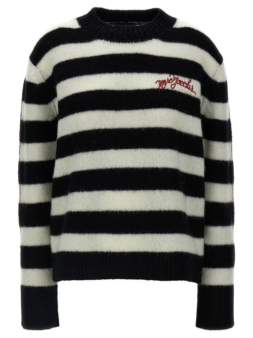 Striped Alpaca Wool Sweater — Black