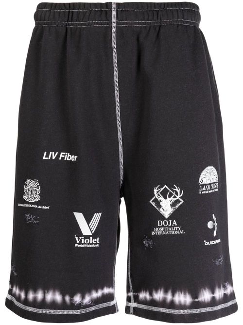 Graphic-print elasticated-waistband shorts - Grey