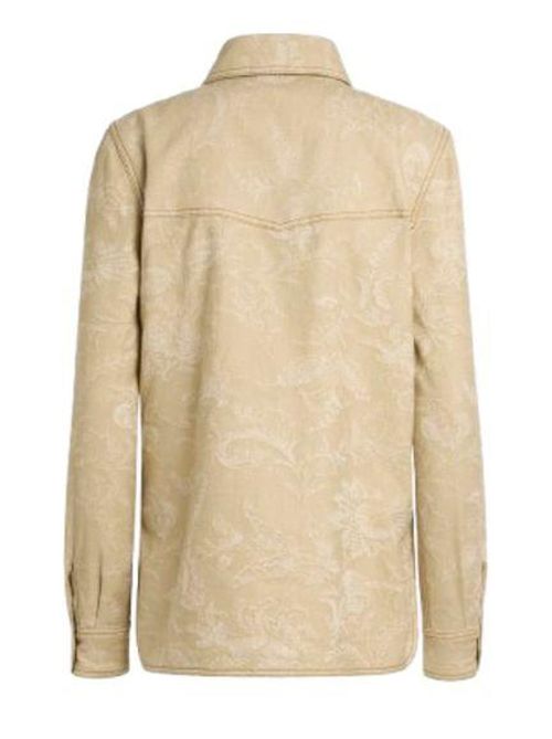 Jacquard Floral Shirt — Beige