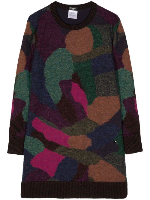 2000s abstract-print knitted jumper - Purple